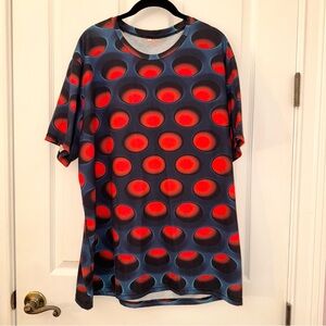 Men’s Vibrant Red and Blue Patterned Short Sleeve Casual T-Shirt XXL